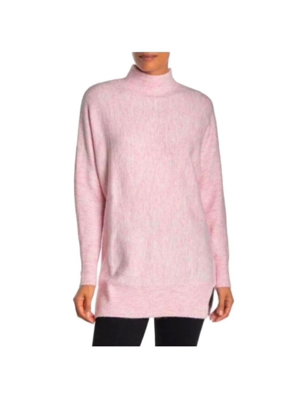 Magaschoni Pink Mock Neck Tunic Sweater Size Small